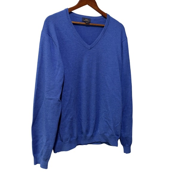 Brooks Brothers Other - Brooks Brothers 346 Mens XL Blue Merino Wool Blend V-Neck Sweater Long Sleeve